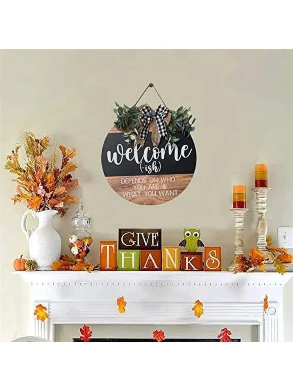 Welcome Door Sign Round Welcome Sign for Front Door Welcome Wreath